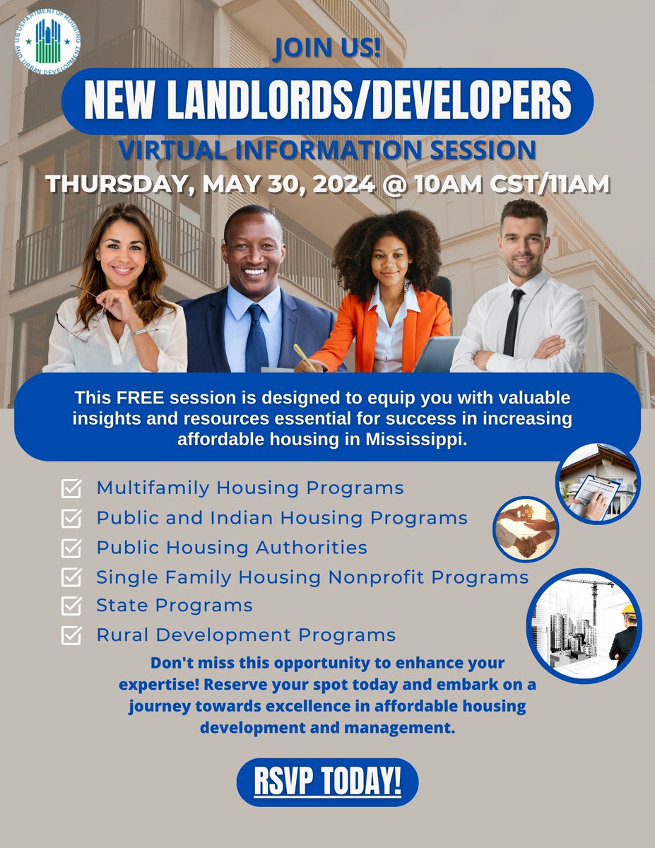 📢#AffordableHousing #Landlords and #Developers in #Mississippi: Know available programs in your area, how public-private partnerships can benefit your portfolio. Join us May 30! Register today:
eventbrite.com/e/new-landlord…