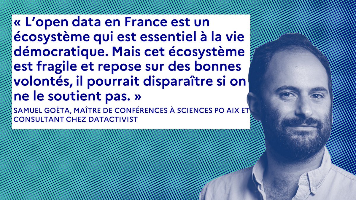 Quel rôle l’open data, et plus largement la culture des données, jouent-ils dans nos vies démocratiques ?

Pour le 51e #ASDN, nous avons reçu <a href="/samgoeta/">Samuel Goëta | samgoeta@mastodon.social</a> pour échanger autour de son ouvrage Les données de la démocratie.

4 questions pour explorer le sujet.👉cnnumerique.fr/paroles-de/lop…