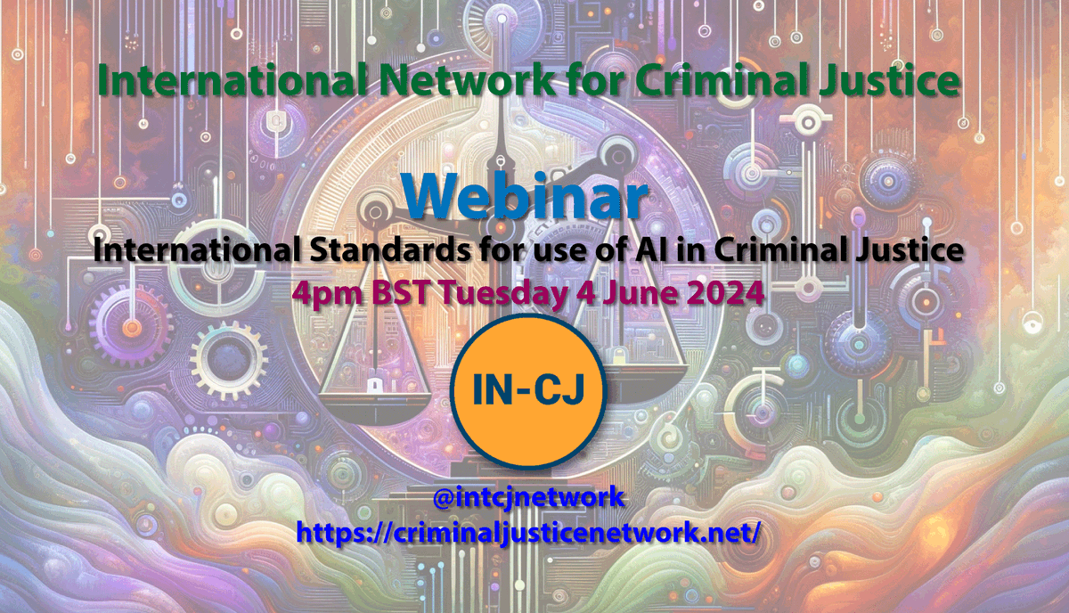 On 4th June we are holding a webinar (4pm BST): 'International Standards for use of AI in Criminal Justice'. Book tickets for this free event and essential discussion brownpapertickets.com/event/6312172 #ai #criminaljustice
