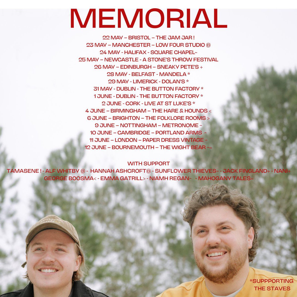 Supports announced for our upcoming tour!!