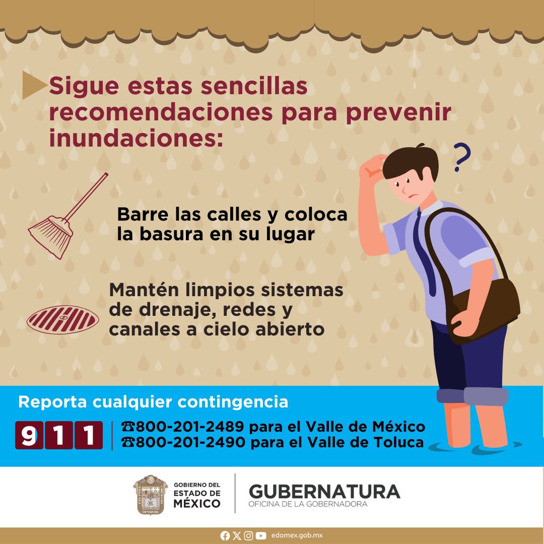 delfinagomeza's tweet image. Sigue estos consejos y evita inundaciones.
¡Prevenir es tarea de todas y todos! 🌊
#TemporadaDeLluvias