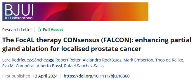The FocAL therapy CONsensus (FALCON): enhancing partial gland ablation for localised #ProstateCancer @Lara__Rodriguez @RSanchez_Salas doi.org/10.1111/bju.16…
