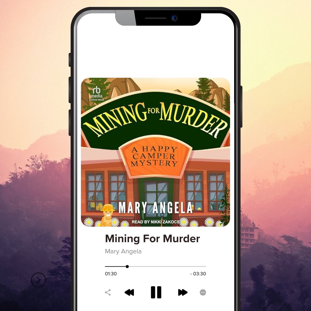 New Release Day! Mining For Murder By Mary Angela Produced by @TantorAudio Read by Nikki Zakocs I Loved narrating this series. Book 3 in the Happy Camper series is a small mountain town adventure with lovable characters and lots of twists and turns.  #AudiobookNarrator #cozy