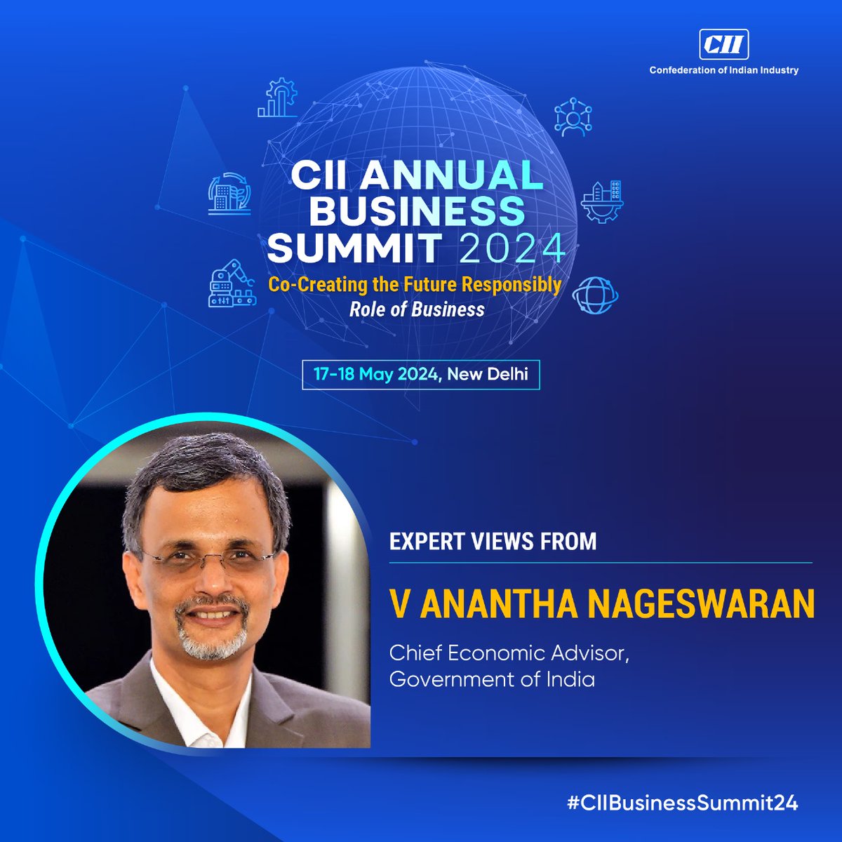 Listen to V Anantha Nageswaran, Chief Economic Advisor, Government of India share valuable views at the CII Annual Business Summit 2024! Be a part of the deliberations focused on India's progress on competitiveness, inclusiveness, innovation, globalisation and sustainability.