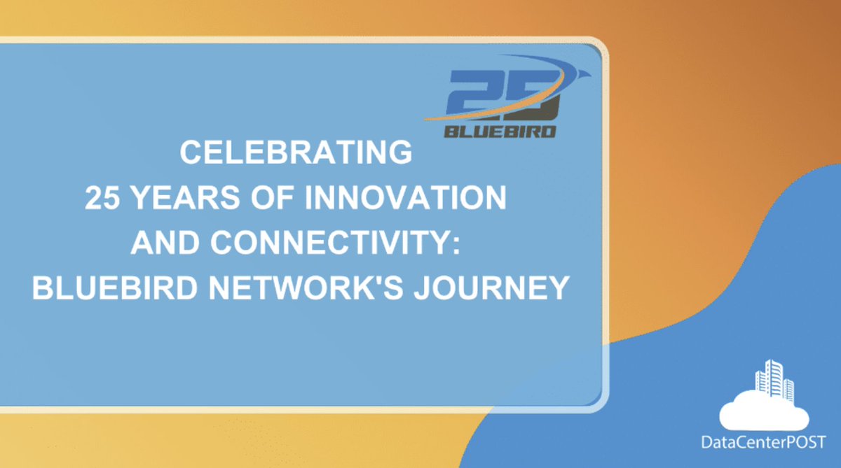 Bluebird Network celebrates 25 years of innovation! From 1999 to now, they've expanded to over 11,000 miles of fiber and two data centers, serving enterprises, schools, and healthcare. Explore more on @datacenterpost: ow.ly/V3E950RFG8T #25Years #Innovation #Connectivity