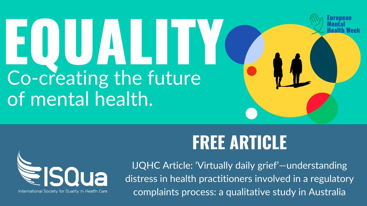 From 13th to 17th May, join us for #EuropeanMentalHealthWeek. Today's featured article: 'Virtually daily grief'—understanding distress in health practitioners involved in a regulatory complaints process. Read here: bit.ly/4bf267K📑 Stay tuned for more!