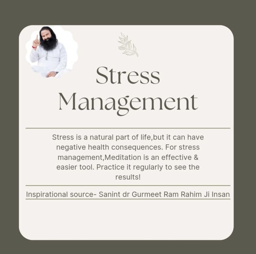 Saint Dr Gurmeet Ram Rahim Singh Ji Insan द्वारा बताए गए ध्यान के निरंतर अभ्यास से लाखों लोग तनाव प्रबंधन की अपनी क्षमता बढ़ाने में सक्षम हैं और चिंता मुक्त जीवन का लाभ उठा रहे हैं।
#StressManagementTips 
#StressFreeLife #Stressfree 
#GiveUpWorries #Tensionfree
#staystressfree