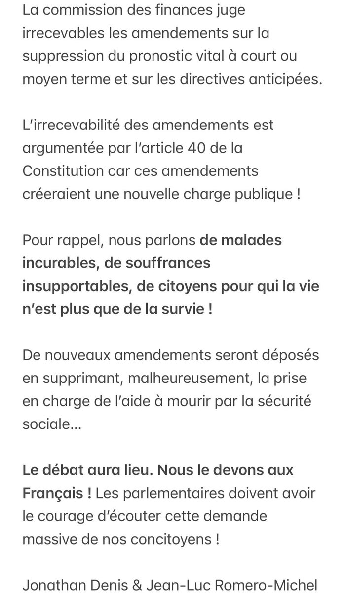 Manque de courage politique et cynisme dès le début des débats #PJLFindeVie !