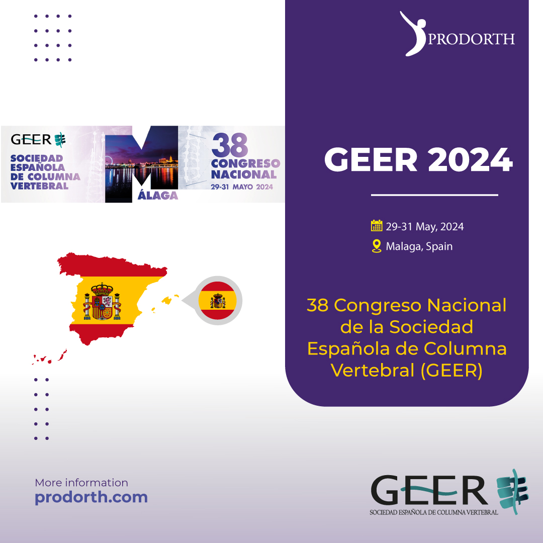 📍 GEER 2024

📌 The South African Spine Society 2024 | 29-31 May, 2024 | Malaga, Spain

#prodorthspine #spinehealth #spinesurgery #spinedoctor #spinedevice #spineimplants #spinecongress #spinesociety #congresoGEER2024 #columnavertebral #programacientifico