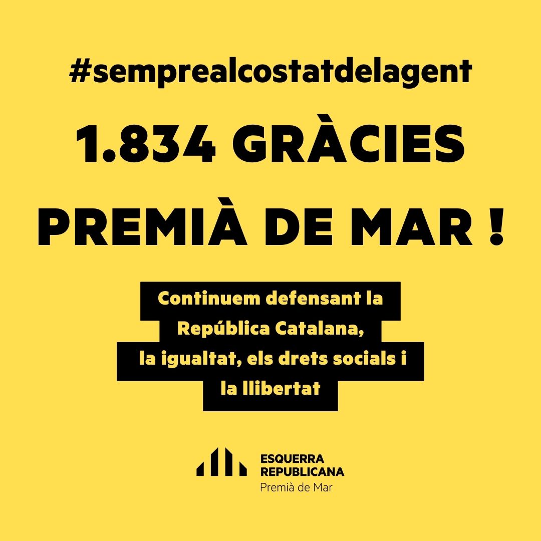 ➡️ Moltes gràcies pel suport #PremiàdeMar !
Continuem defensant la República Catalana, la igualtat, els drets socials i la llibertat✊🏼💛