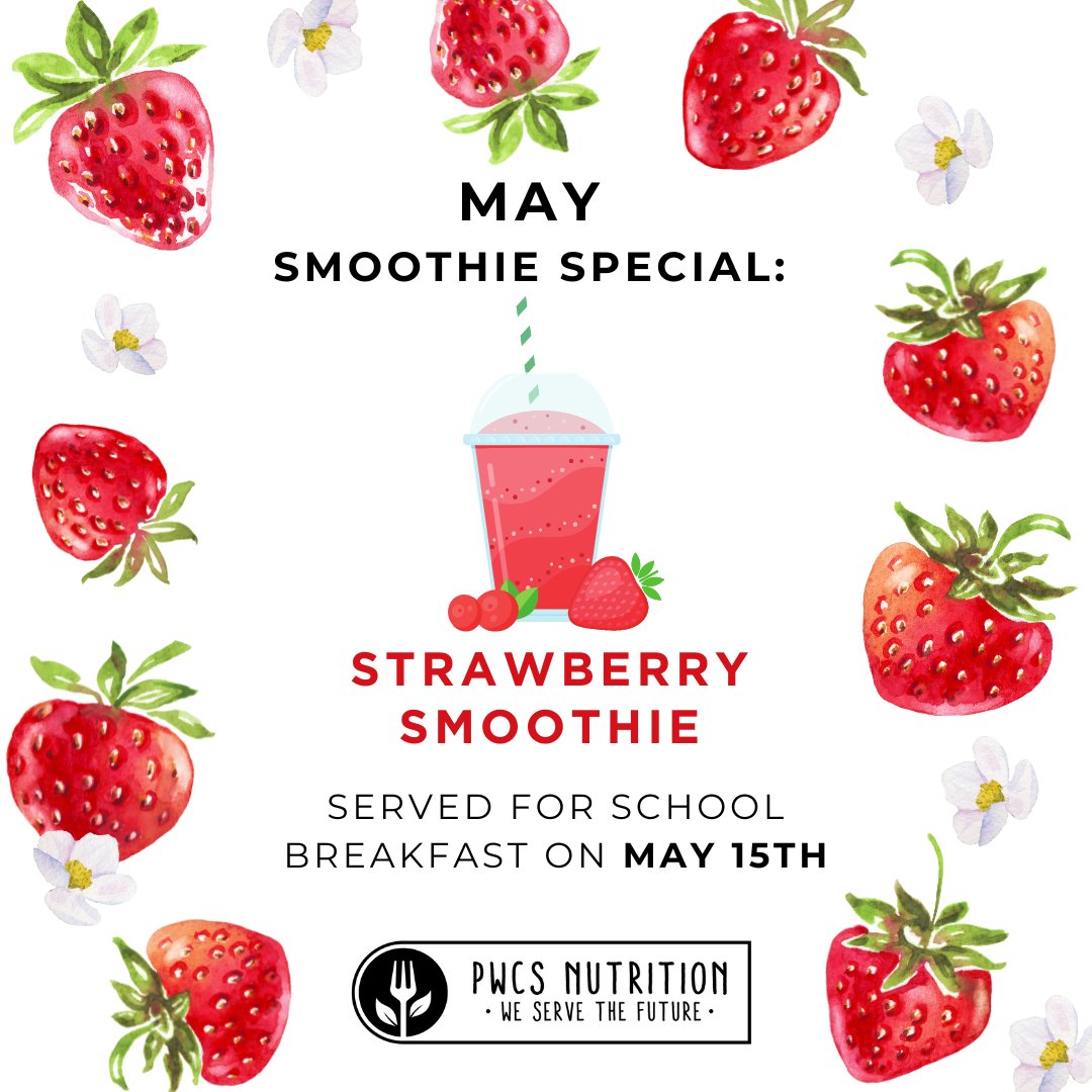 We are continuing to celebrate Strawberries as the #HarvestOfTheMonth this week with our #ScratchMade Strawberry Smoothie! It is on the #SchoolBreakfast Menu at middle and high schools tomorrow! Be sure to come enjoy this classic and refreshing smoothie! #EducateTuesdays