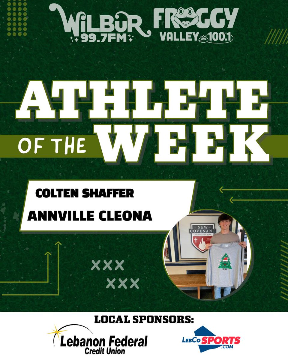 Froggy Valley 100.1 and 99.7 WiLBuR Radio in conjunction with @LebCoSports1 and @LebanonFCU present The Athletes of the Week for the week ending May 5th! Our second Male Athlete of the Week is Colten Shaffer from The Annville Cleona Dutchmen Baseball Team!
