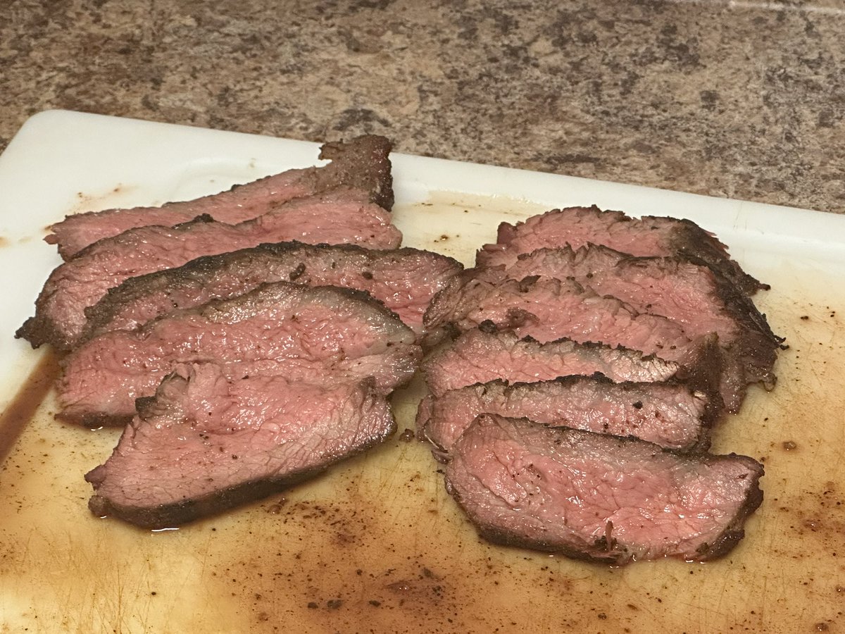 Smoked a tri tip and then seared it in a cast iron and finished under the broiler.  Hopefully it’s @tubingtyler1 approved #meatsweats #cheflife #TeamFat