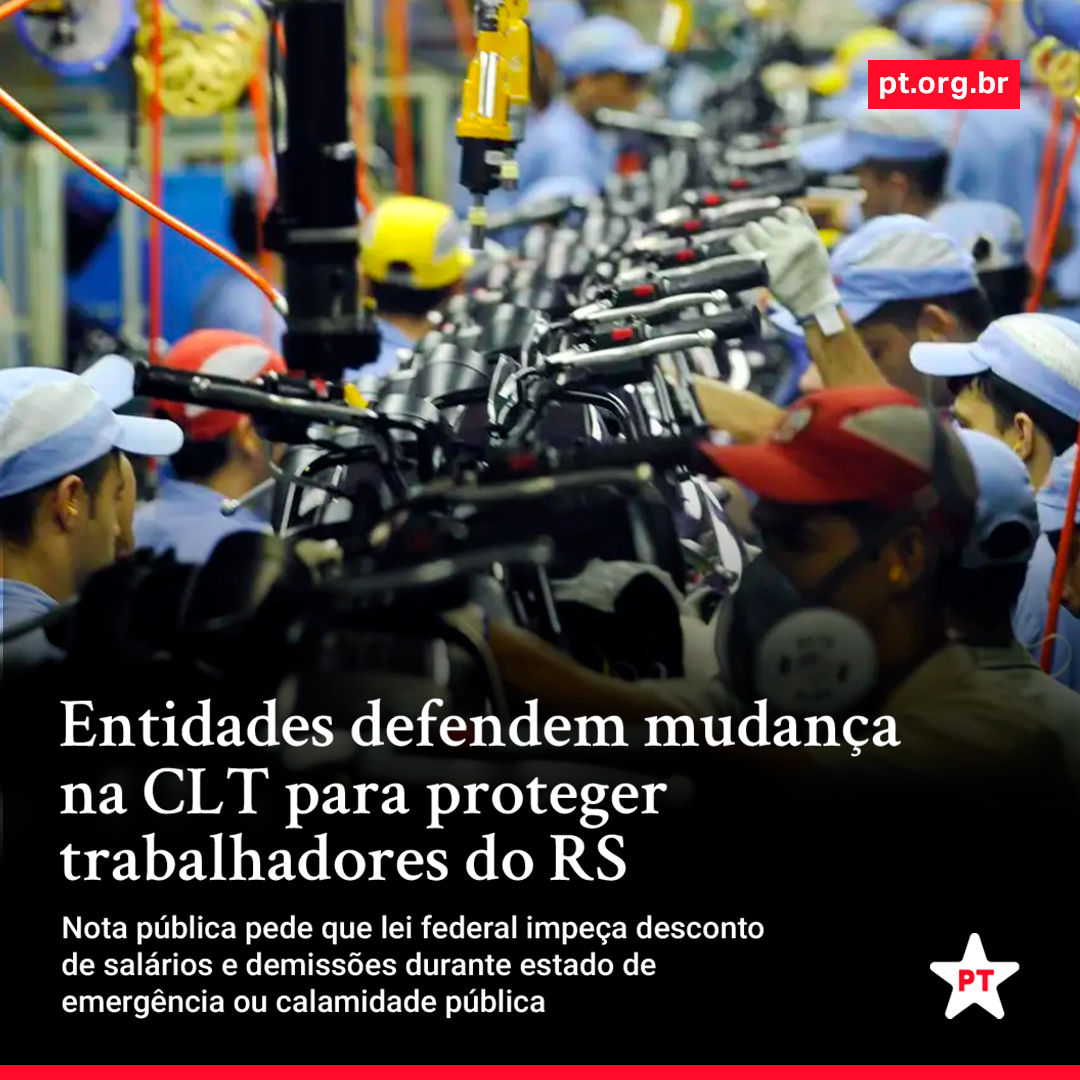 🪪 15 entidades nacionais e do Rio Grande do Sul emitiram uma nota solicitando ao Governo Lula a urgente alteração da CLT. 📄 A nota pede que a legislação impeça cortes salariais e demissões durante estados de emergência ou calamidade. 📲 Saiba mais: bit.ly/Muda-CLT-RS