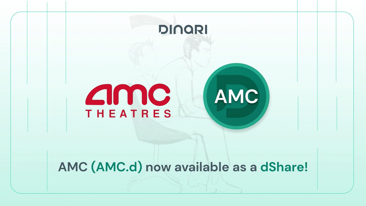 We heard you! 👂

AMC returns – grab your popcorn 🍿🚀

Thrilled to announce #AMC dShares are now on Dinari!

Mint and burn your way to a compliant, transparent trading experience. Access $AMC.d dShares below:
sbt.dinari.com/tokens/AMC.d

$AMC #dShares #DeFi #TENDIES