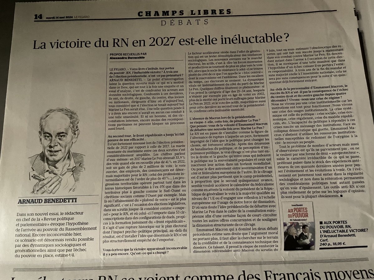 Mon interview pour ⁦@Le_Figaro⁩ avec ⁦@AlexDevecchio⁩ ce 14 Mai ⁦@RevuePol⁩ ⁦@michellafon⁩