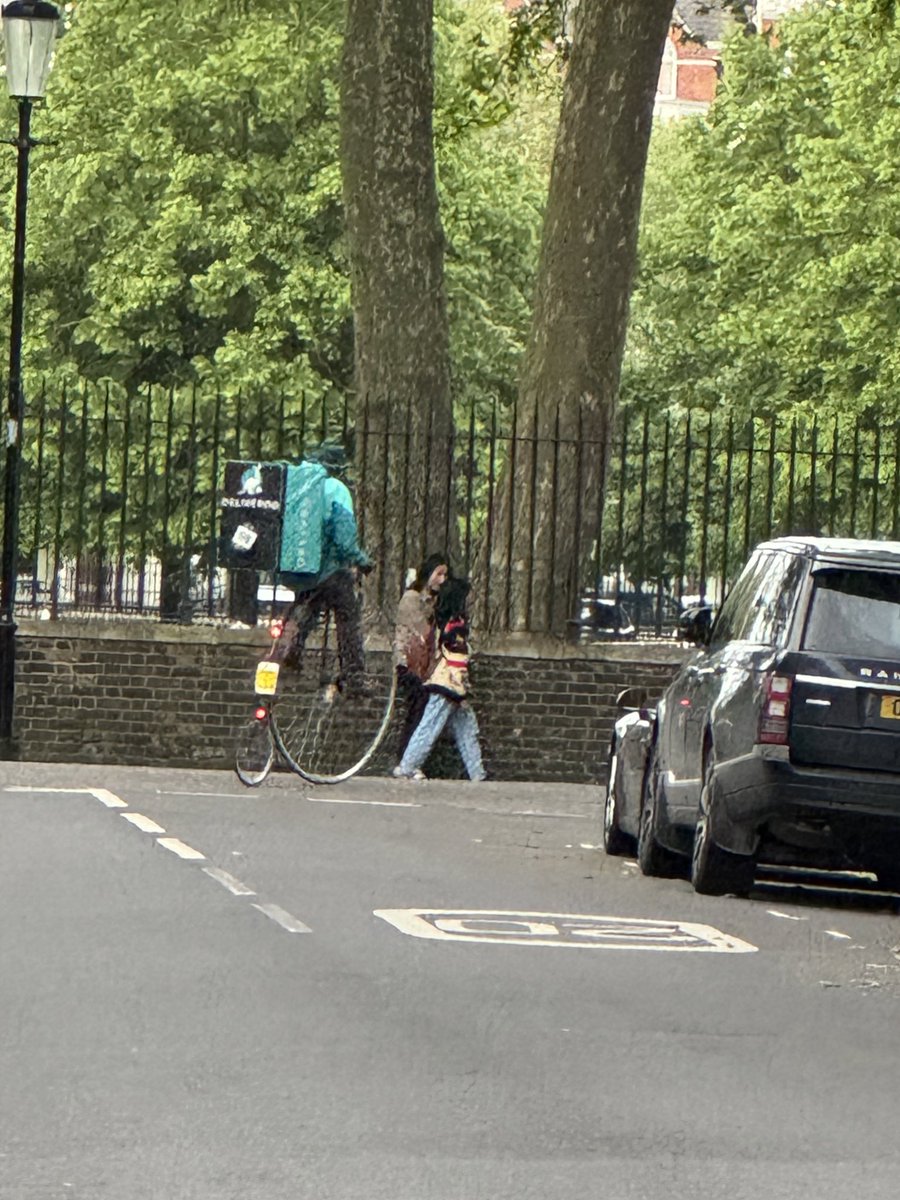 Deliveroo rider on a penny farthing might be one of the most west London things I’ve ever seen