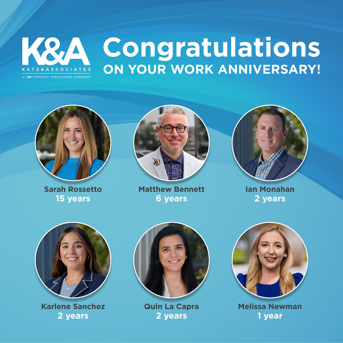 Join us in celebrating this month's work anniversaries! 

✨ Sarah Rossetto – 15 years
✨ Matthew Bennett – 6 years
✨ Ian Monahan – 2 years
✨ Karlene Sanchez – 2 years
✨ Quin La Capra – 2 years
✨ Melissa Newman – 1 year

Here's to many more milestones ahead!