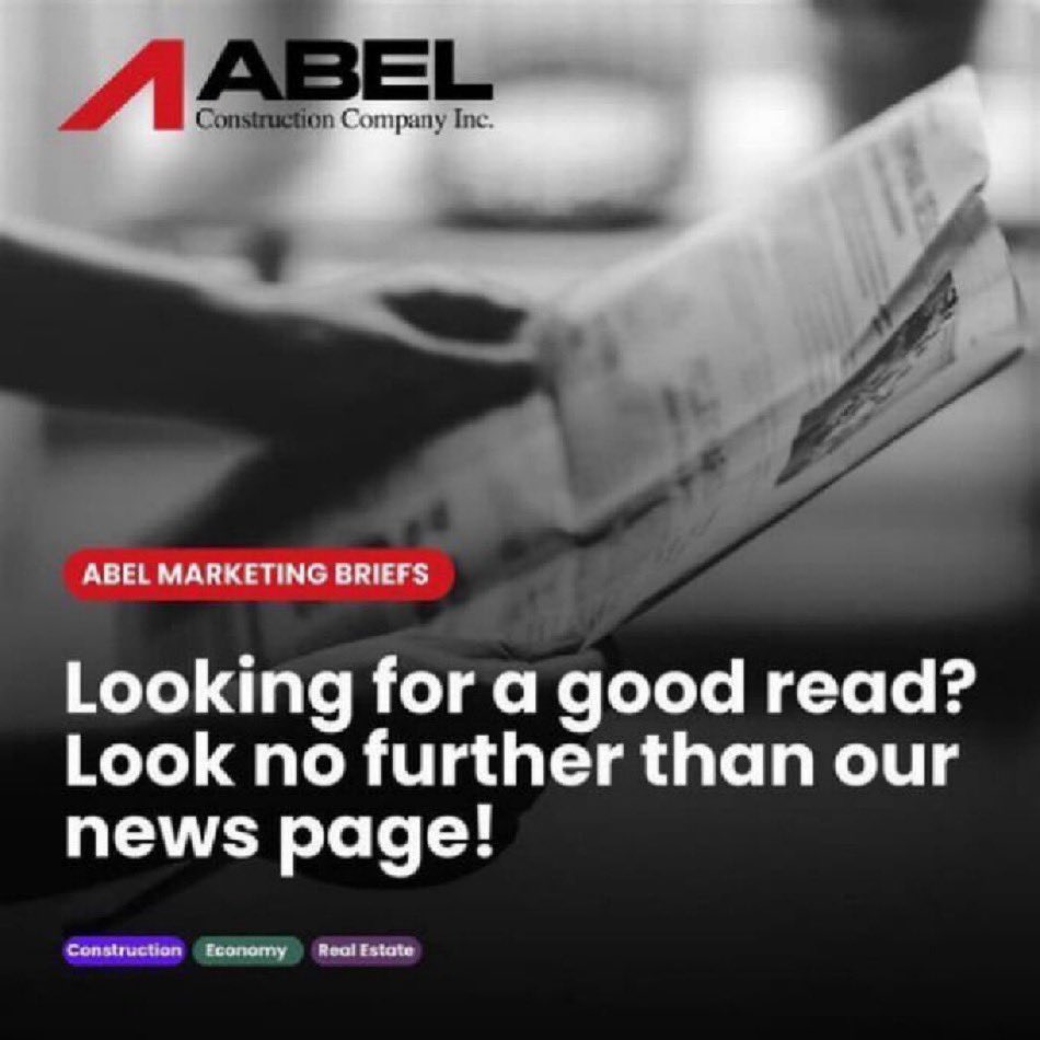 New developments in the construction industry - check out the latest scoop! 🔗 link to ABEL Marketing Brief: abelconstruct.com/newsroom/ABEL-…