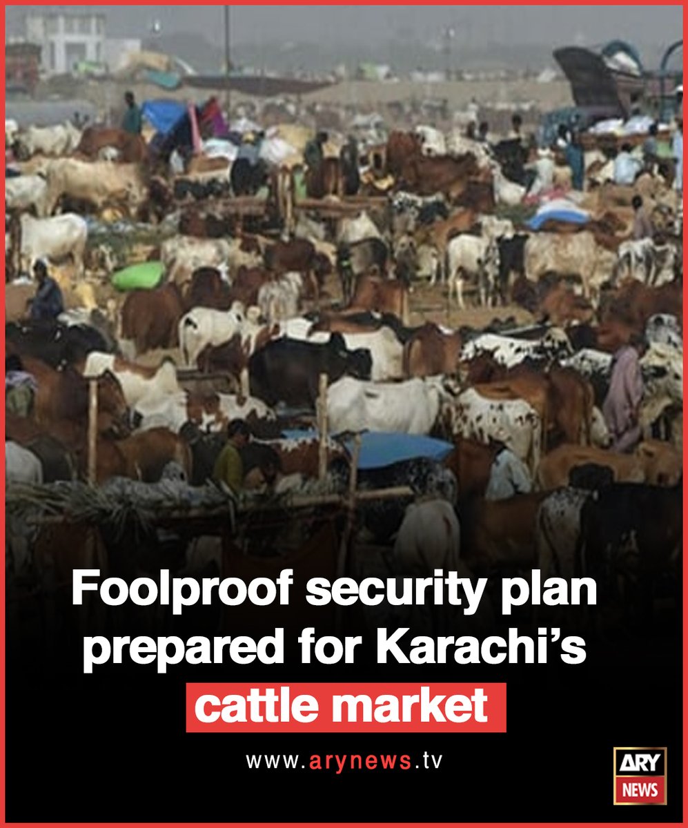 Foolproof security plan prepared for Karachi’s cattle market
Read More : arynews.tv/foolproof-secu…
#ARYNews #Foolproof #SecurityPlan #CattleMarket