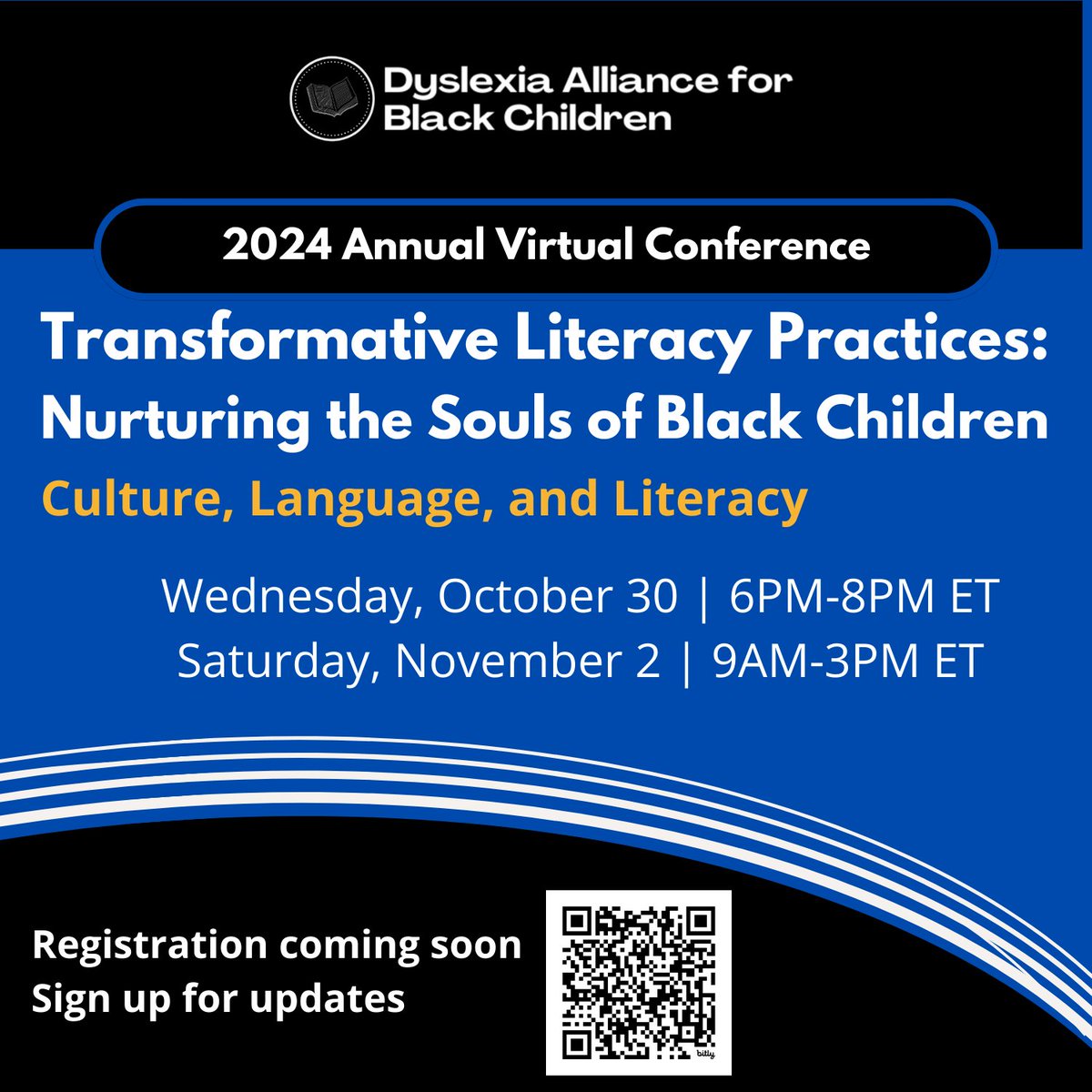 We are thrilled to announce the dates for our upcoming 2nd Annual DABC Conference! This event is designed to empower, educate, and elevate the conversation around literacy, dyslexia, and the unique strengths of Black learners. Stay tuned for more updates: l8r.it/hsXH