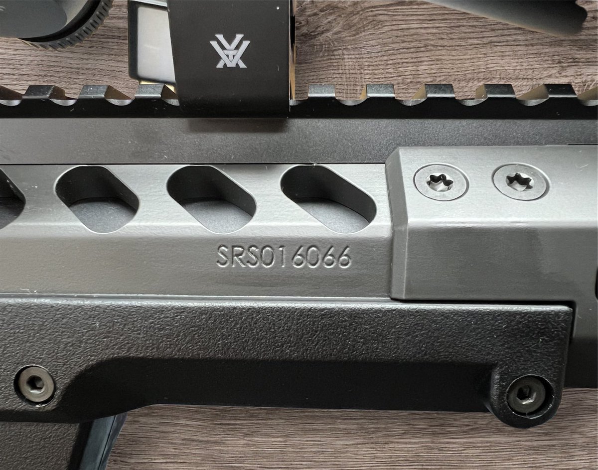 Longbowbb's tweet image. Just a small preview of the Longbow 7th Anniversary Rifle. 

The three 6’s in the serial number are quite apt as this really is a little devil 😈

Also, yes, that is a custom Cerekote colour on there too… 

Reveal of this little hell raiser will be tomorrow morning (15th May 24)