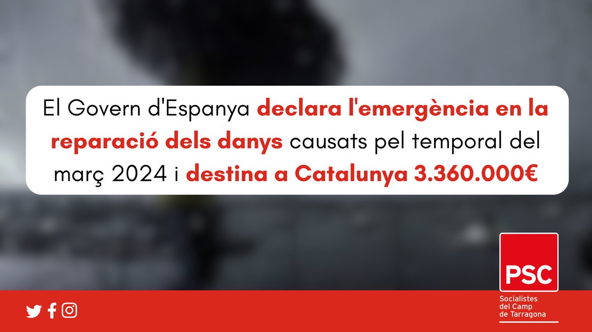 👉 El pressupost per a les actuacions d'emergència a Tarragona s'estima en 1.160.000€, distribuïts en els termes municipals de Cunit, Calafell, El Vendrell, Creixell, Tarragona, Salou, Cambrils, Mont-roig del Camp, Vandellòs i l'Hospitalet de l'Infant.