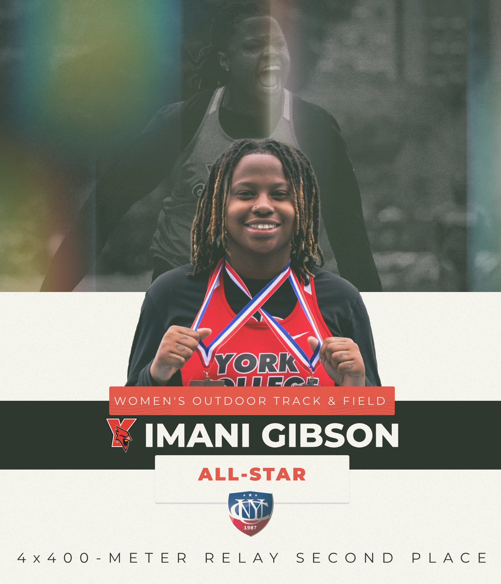 𝗜𝗠𝗔𝗡𝗜 𝗚𝗜𝗕𝗦𝗢𝗡 represents @YorkCollegeCUNY as a 2024 @CUNYAC Women's Outdoor Track & Field All-Star❗️

📰🔗  ow.ly/YuJ950RG6hh

#YCCardinals #RiseAbove #TheCardinalWay #FutureTakesFlight #TheCityPlaysHere #d3tf #NCAAD3