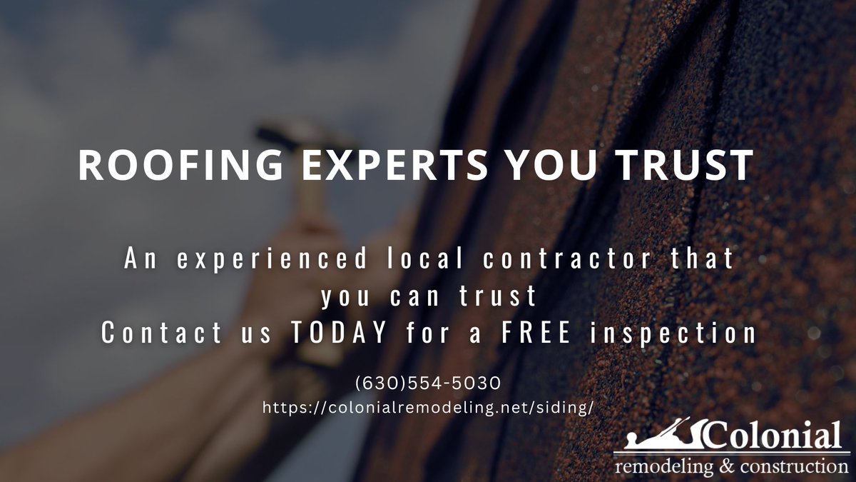 ColonialRoof's tweet image. As your local contracting experts, we pride ourselves in all of our work.
You can trust that we use our years of experience combined with modern technology to ensure that you get the best home you deserve.

#roofingexperts #roofingpros #localcontractors #MontgomeryIL