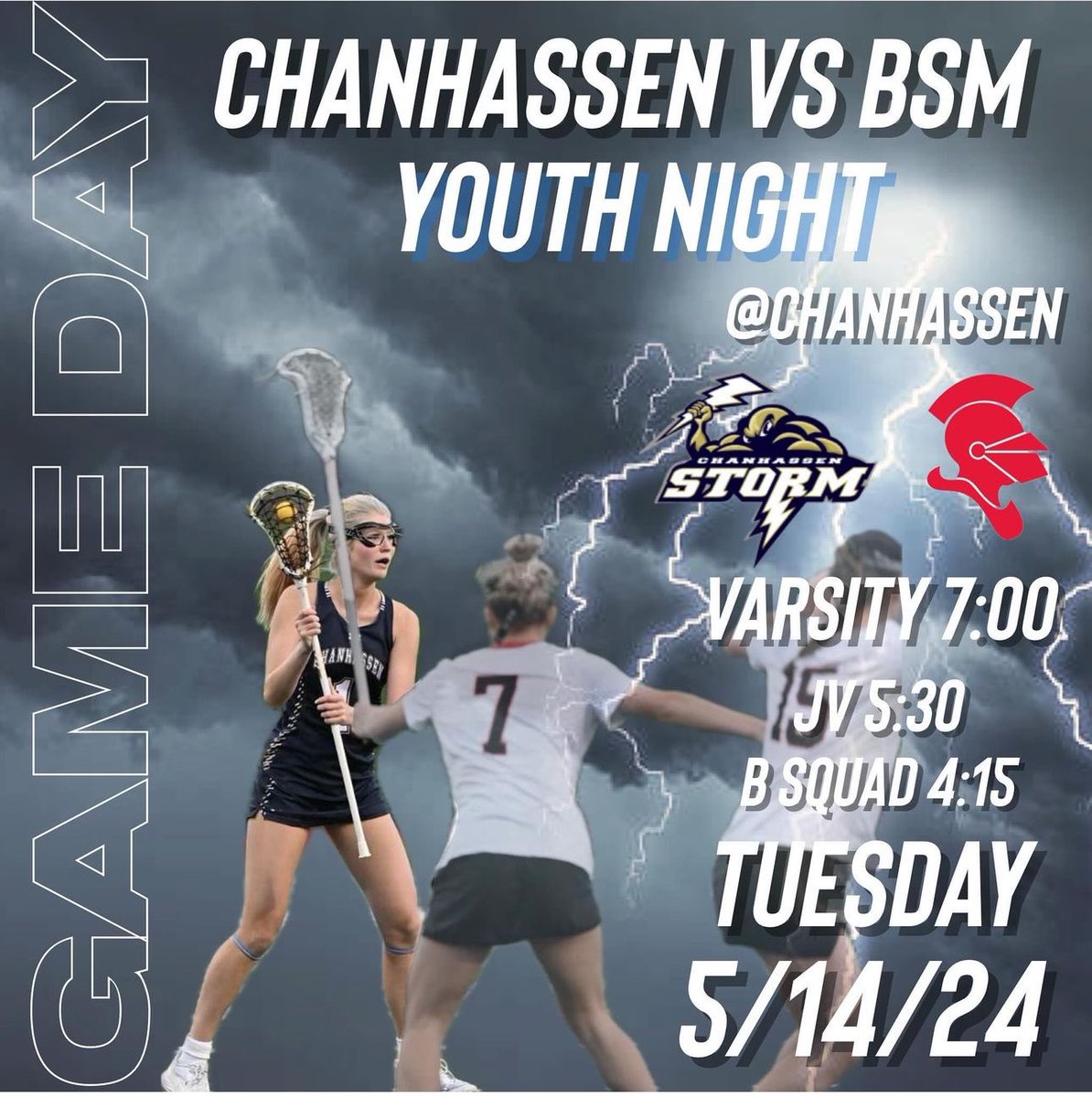 GAME DAY at HOME!! Come out and celebrate our youth for YOUTH NIGHT!! <a href="/chanstormAD/">Storm Athletics</a>