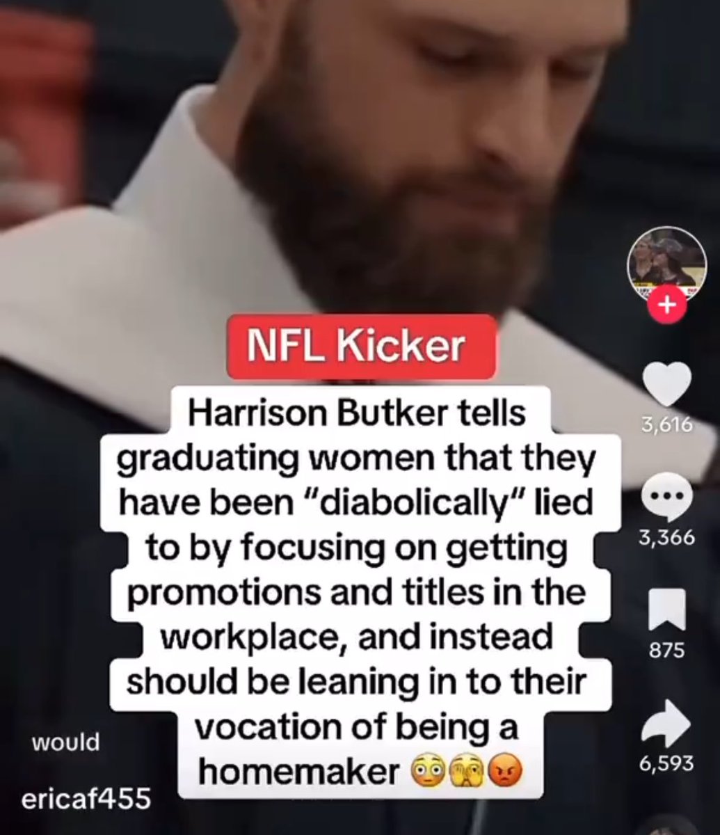 yikes, i’ll tolerate him from now on only for being a great kicker and nothing more, he literally said to these women “your degree doesn’t matter, go make babies”