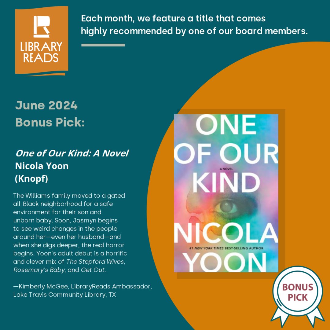 Our second Board Bonus Pick for June 2024 is ONE OF OUR KIND by @NicolaYoon! @PRHLibrary