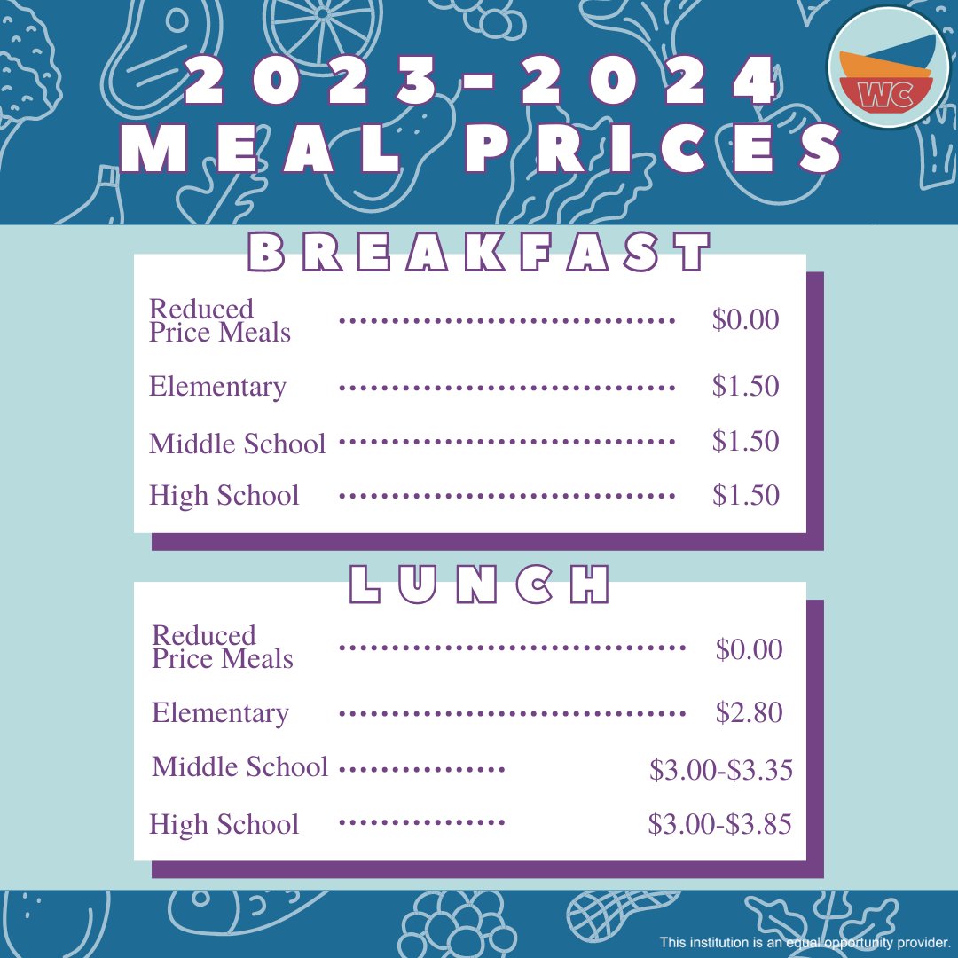 The dish on school meal prices! 🍽️

@WestCler #WCConnects #weareontherise #WCCares #WestClermontOH #WestClermontOhio #WestClermont #OHschools #ClermontCounty