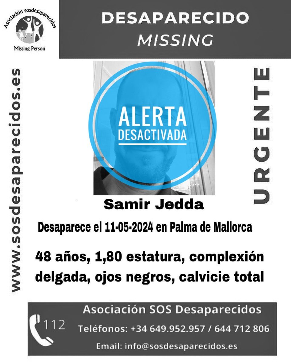 🔕 DESACTIVADA #sosdesaparecidos #Desaparecido #Missing #España #PalmadeMallorca Fuente: sosdesaparecidos Síguenos @sosdesaparecido
