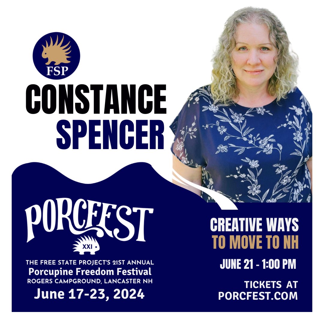 PorcFest's tweet photo. Constance Spencer is the lead Producer of #PorcFest XXI and has been pivotal in orchestrating the festival's operations and managing the volunteer team. Don’t miss her talk about creative ways to move to the @FreeStateNH ! 

Tickets: https://t.co/aCOmfBQN4a https://t.co/UJzZ8NxBKY