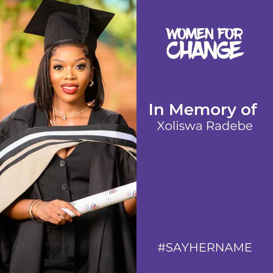 womenforchange5's tweet image. Xoliswa Radebe, 26, was murdered in her apartment in Pretoria on 3 May 2024. She was allegedly beaten to death. It was revealed on CCTV footage that the last person seen with her was Xoliswa’s ex-boyfriend. On 7 May, Xoliswa’s decomposed body was found after her neighbours…