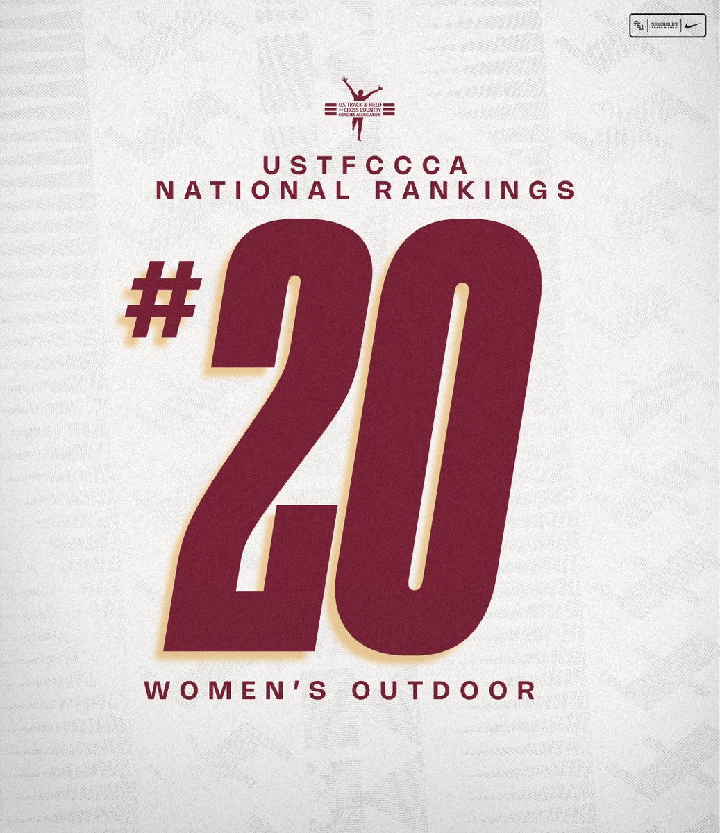 𝐌𝐚𝐤𝐞 𝐭𝐡𝐚𝐭 5️⃣ 𝐜𝐨𝐧𝐬𝐞𝐜𝐮𝐭𝐢𝐯𝐞 𝐰𝐞𝐞𝐤𝐬! Our women's outdoor program checks in at #20 in this week's @ustfccca national rankings! #OneTribe | #GoNoles