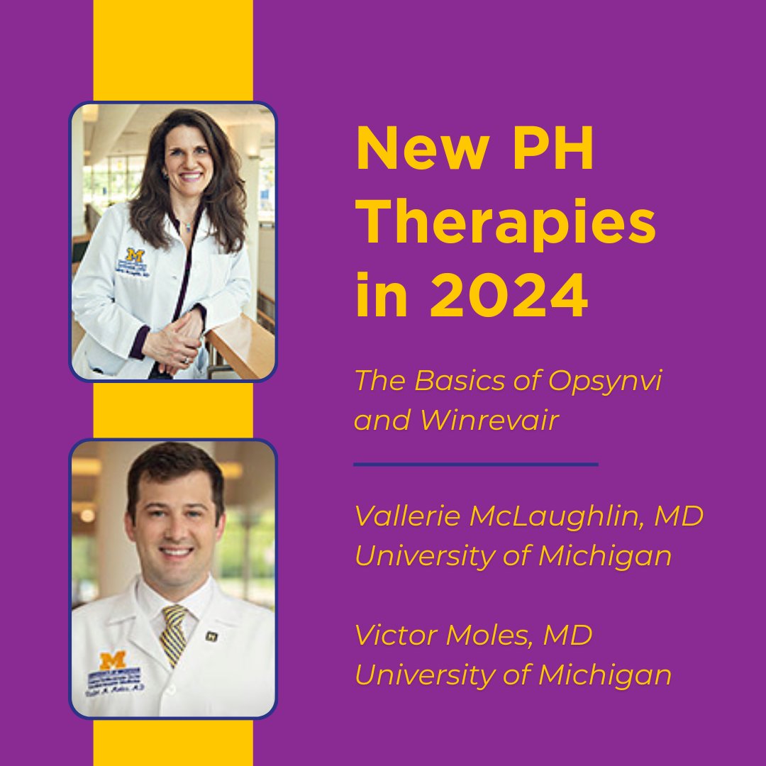 Do you have questions about the 2 new FDA approved #pulmonaryhypertension therapies? Dr. McLaughlin and Dr. Moles of the University of Michigan took some time to talk with us about the basics of Opsynvi & Winrevair. Learn about these new treatments at bit.ly/4bz73rF