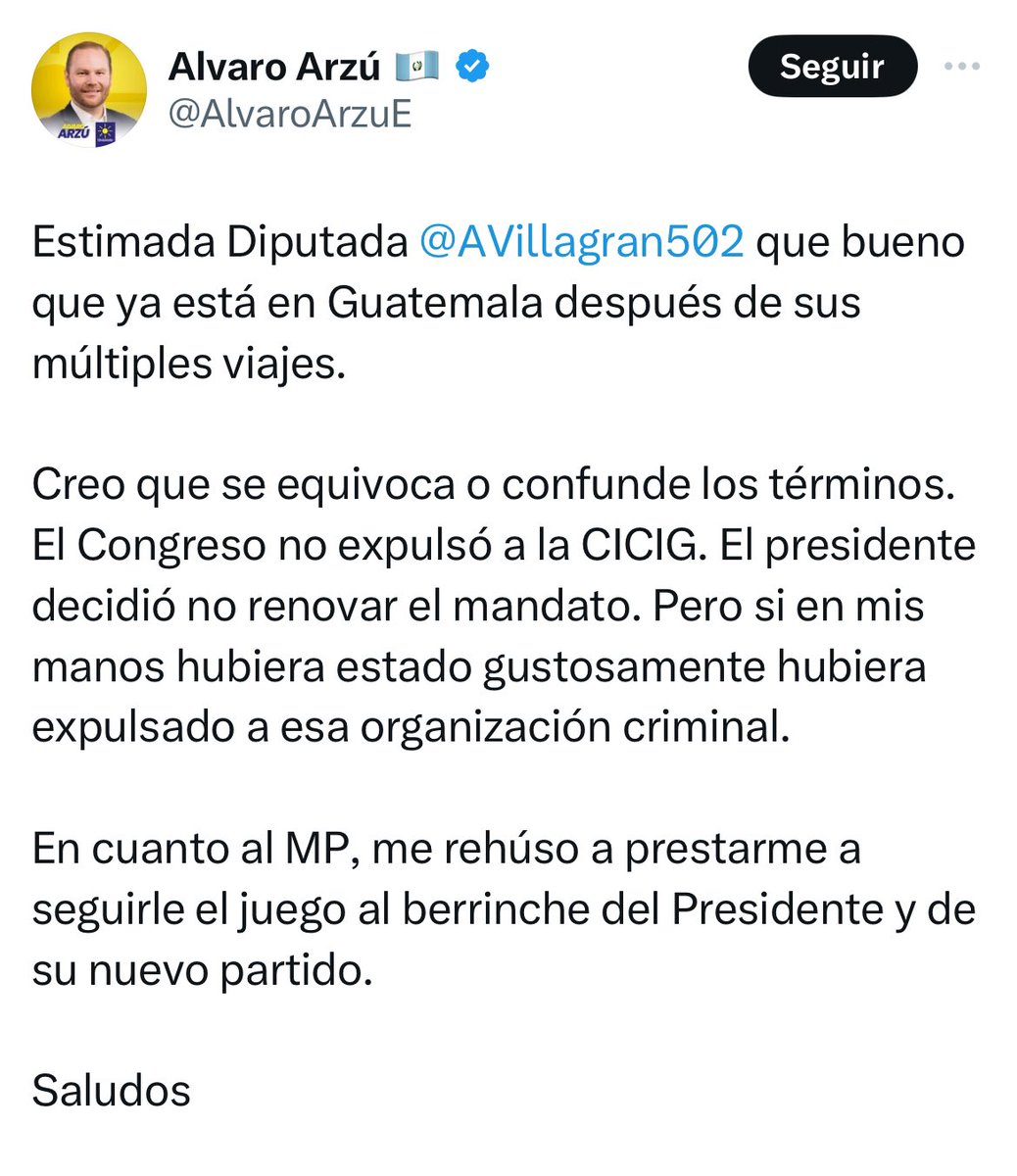 🤔¡El diputado Álvaro Arzú Escobar califica a la valiente #CICIG de “organización criminal' por exponer las prácticas corruptas de su familia en la #MuniGuate! Mientras muestra apoyo a #ConsueloPorras, ¡él mismo evidencia la #CorrupciónGT a su lado! #ArzúEscobarCorrupto