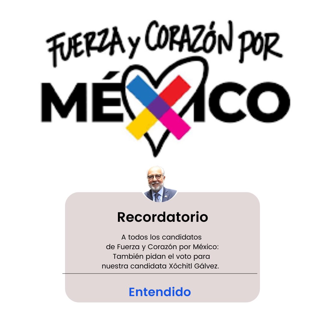 🔵🔴🟡CANDIDATOS 🔵🔴🟡

Durante estas últimas semanas de campaña, recuerden pedir el voto por quien ganará la Presidencia de la República, nuestra candidata @XochitlGalvez.

SE PARTE DE LA HISTORIA 🤝🏻
ES POR MÉXICO 🇲🇽

#FuerzaYCorazónPorMéxico
