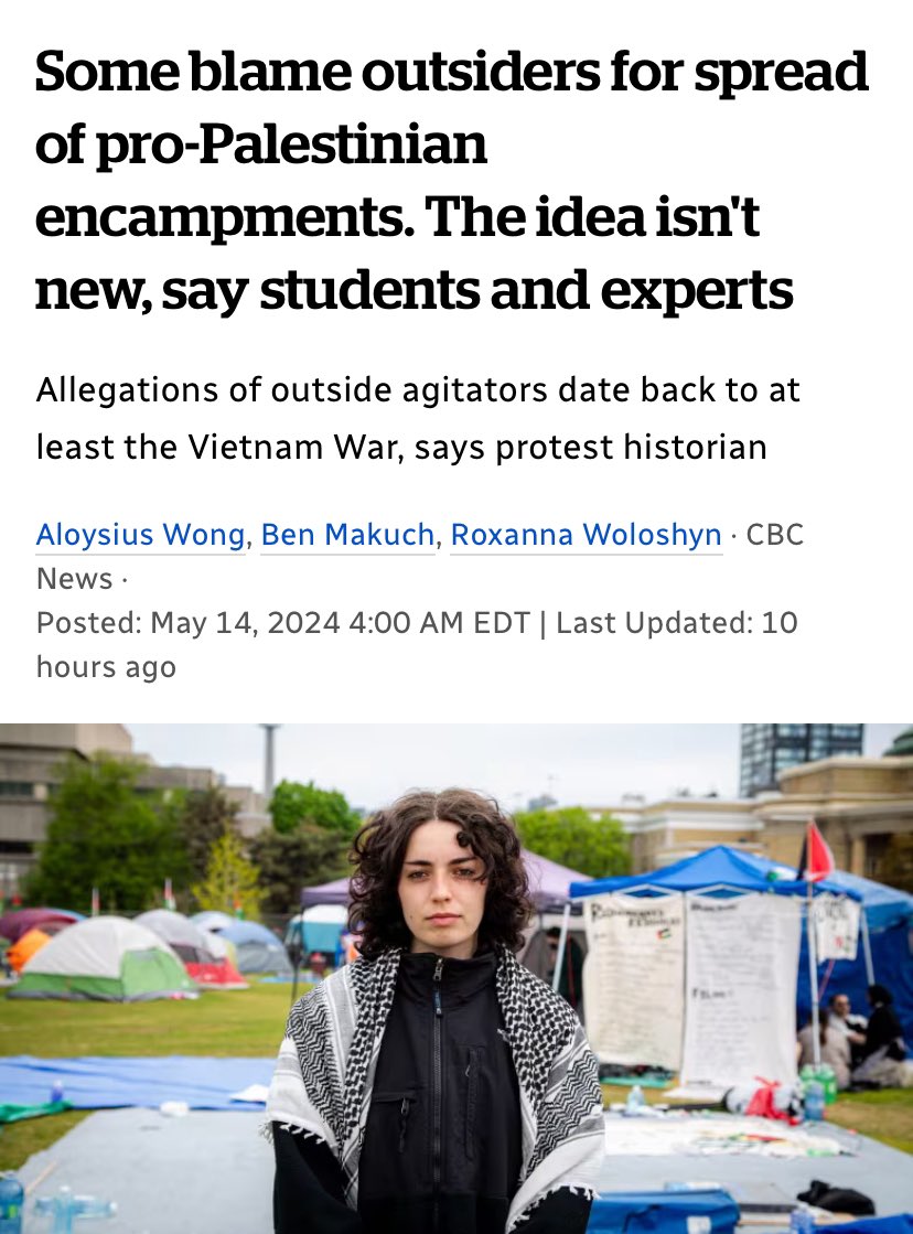 📰 From @CBCNews “All those allegations that this is 'outside agitators' are false, and they're trying to undermine the efforts of these students,” - Alejandro Paz, associate professor of anthropology at U of T ➡️ cbc.ca/news/canada/ca…