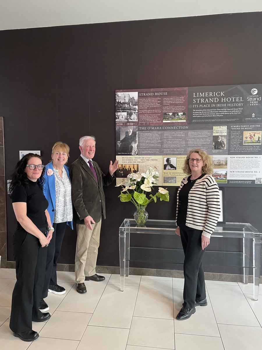 Guided tour ⁦@LimerickStrand⁩ from Pat Kearney, as team ⁦@OesophagealCF⁩ Sharon, Dervilla & me prepare 4 OCF Support Meeting 25May. This is a special 1 where, as well as discussing diet, exercise, sleep, finances post oesophagectomy, we remember our friend Noel Walsh.