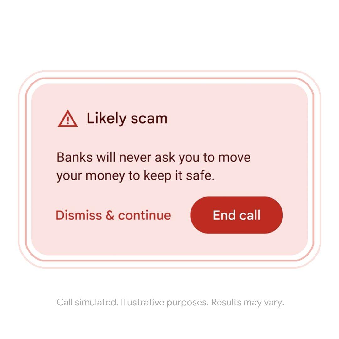 Google's latest model, Gemini Nano with Multimodality Will be able  to warn you in the middle of a call as soon as it detects suspicious activity, like being asked for your social security number and bank info. Stay tuned for more news in the coming months. #GoogleIO