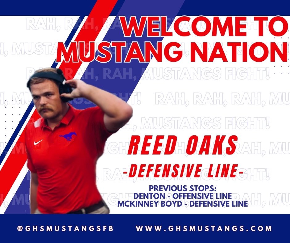 Mustang Nation! Please help us welcome @Coach__Oaks to the staff! Coach Oaks will be coaching the defensive line. #MUDITA #RAHRAHRAHMUSTANGSFIGHT