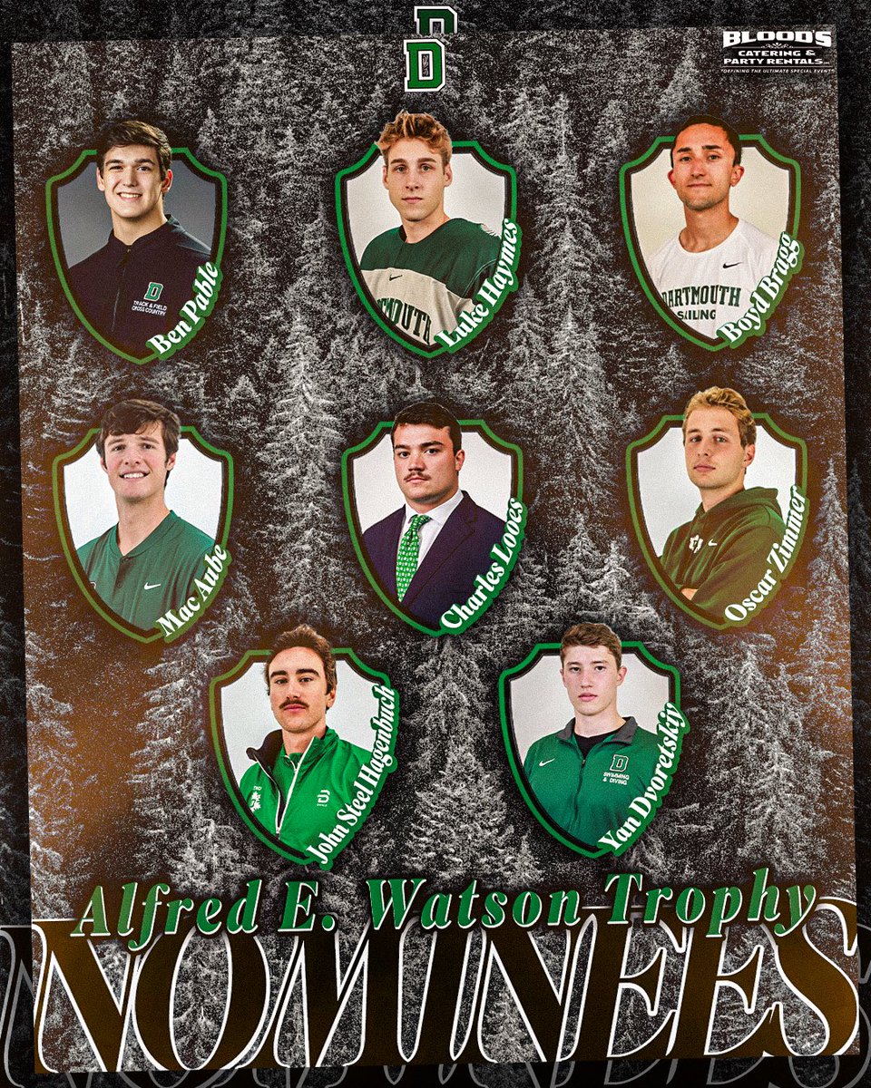 The Alfred E. Watson Trophy is awarded to the most outstanding male athlete during the year, as determined by the head coaches of the men’s varsity teams. Here are this year’s nominees! The winner will be announced next Tuesday at our Celebration of Excellence. #GoBigGreen