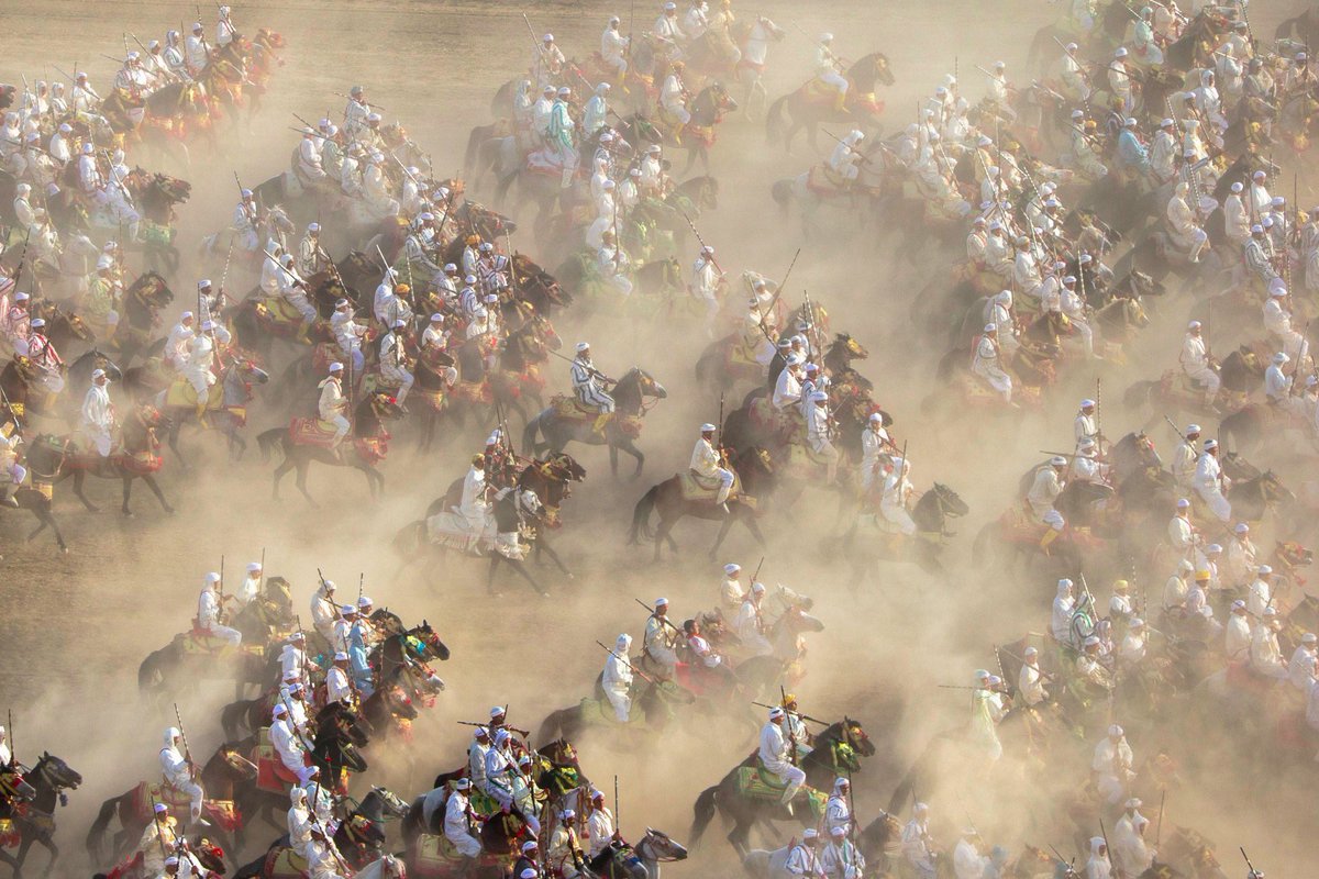 Cavalry charge reenactment with live gunpowder. 🇲🇦