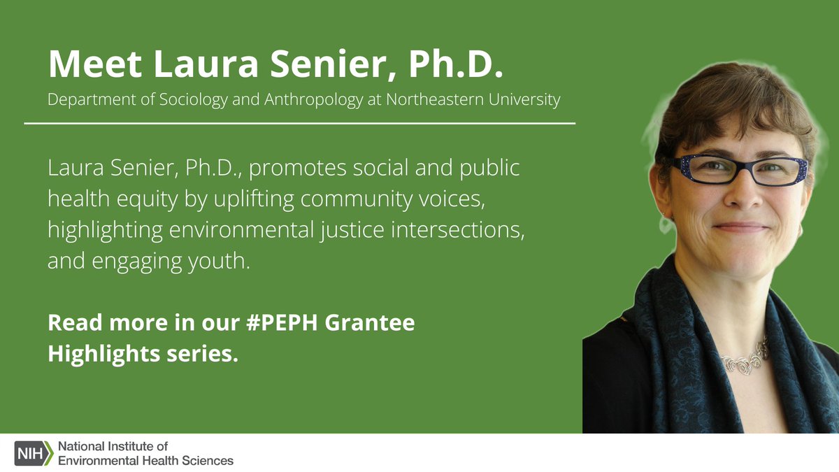 Find a moment today to meet Laura Senier and learn about her community-engaged work. Check out her #PEPH Grantee Highlight. niehs.nih.gov/research/suppo…