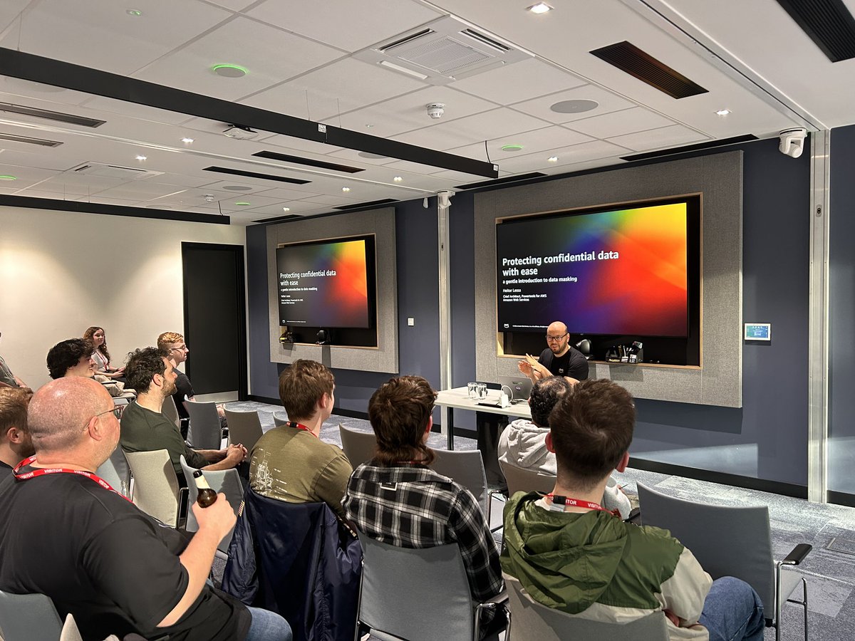 Kicking off the event tonight is @heitor_lessa, Chief Architect at Powertools for @awscloud 📣 He is diving into data masking and encryption for AWS Lambda - showing how to protect confidential data efficiently 🔐 #AWSUserGroup #AWSPowertools