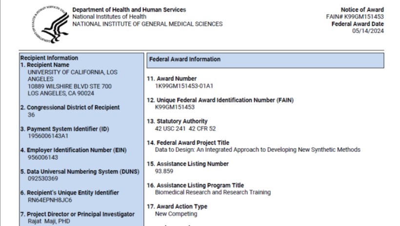 Officially made my entry into NIH Reporter! Beyond thrilled and humbled to have received a K99/R00 career transition award from @NIGMS! It takes a village to raise a scientist, and eternally grateful to my incredible advisors, mentors &amp; university for their unwavering support🙏