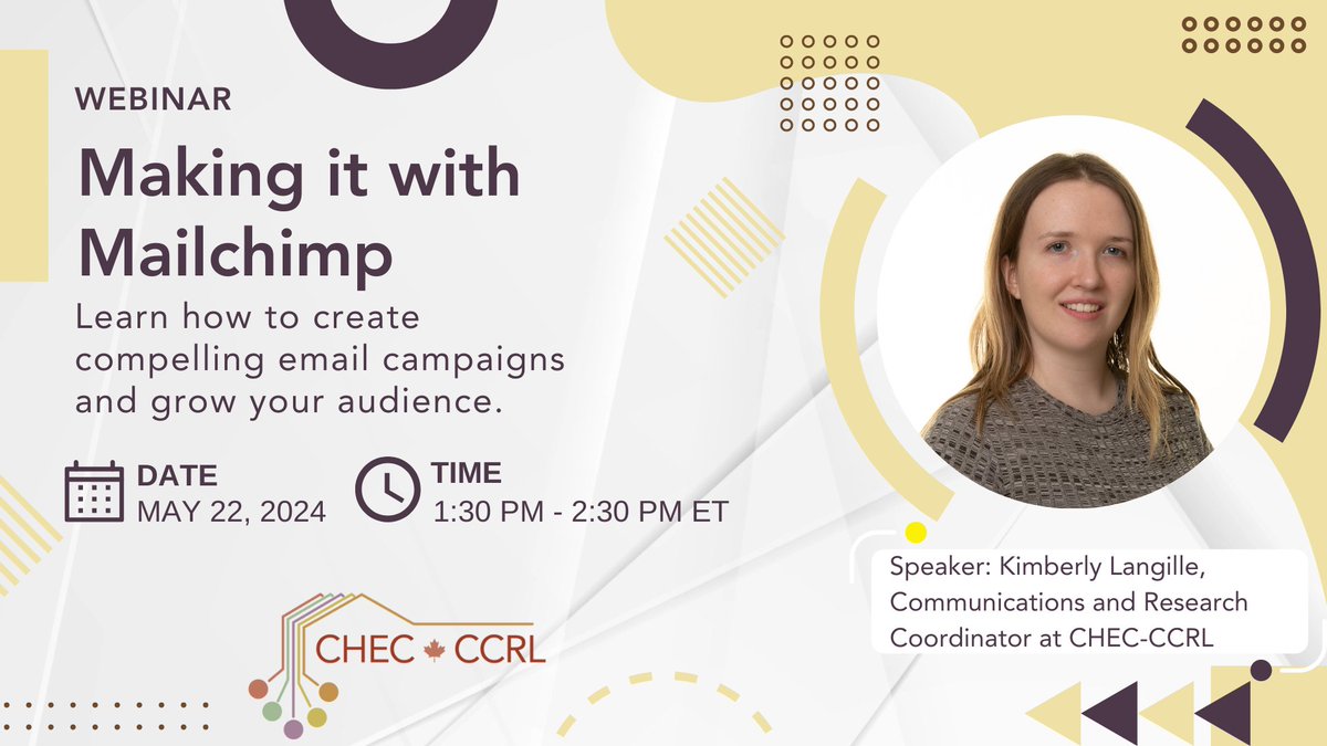 Canadian Housing Evidence Collaborative (@chec_ccrl) on Twitter photo Sign up for this free webinar on transforming your emails with #MailChimp!
Date: Wednesday, May 22nd, 2024
Time: 1:30 PM - 2:30 PM ET
Register here:
mcmaster.zoom.us/meeting/regist…
#Mailchimp #HousingCrisis
<a href="/CMHC_ca/">CMHC</a> <a href="/moresochousing/">Social Housing and Human Rights Coalition</a> <a href="/BSHNode/">Balanced Supply of Housing</a> <a href="/ONPHA/">Ontario Non-Profit Housing Association (ONPHA)</a> @airp_vabe <a href="/MIHE_Research/">McMaster Institute for Health Equity</a> Sign up for this free webinar on transforming your emails with #MailChimp!
Date: Wednesday, May 22nd, 2024
Time: 1:30 PM - 2:30 PM ET
Register here:
mcmaster.zoom.us/meeting/regist…
#Mailchimp #HousingCrisis
<a href="/CMHC_ca/">CMHC</a> <a href="/moresochousing/">Social Housing and Human Rights Coalition</a> <a href="/BSHNode/">Balanced Supply of Housing</a> <a href="/ONPHA/">Ontario Non-Profit Housing Association (ONPHA)</a> @airp_vabe <a href="/MIHE_Research/">McMaster Institute for Health Equity</a>
